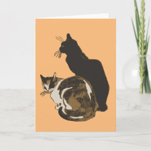 Tricolor Tortoiseshell and Black-Coloured Feline Card