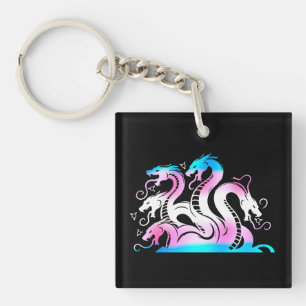 Tricolor Trans/All Genders Accepted Pride Hydra Key Ring