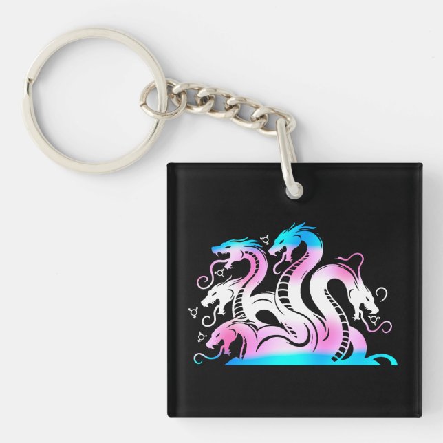 Tricolor Trans/All Genders Accepted Pride Hydra Key Ring (Front)