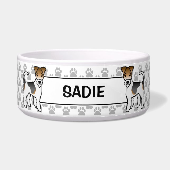 Tricolor Wire Fox Terrier And Paws & Name (Front)