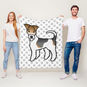 Tricolor Wire Fox Terrier Cute Cartoon Dog Fleece Blanket