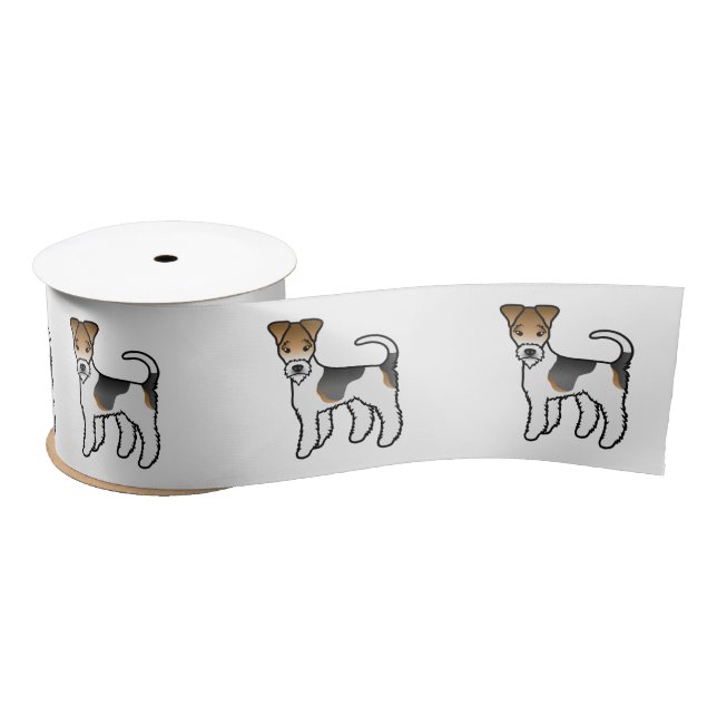 Tricolor Wire Fox Terrier Cute Cartoon Dog Satin Ribbon (Spool)