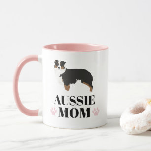Tricolored Australian Shepherd dog mum with photo Mug