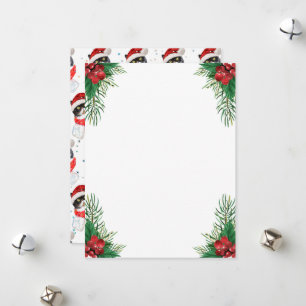 Tricolored Cat Christmas Watercolor with Scarf Holiday Card