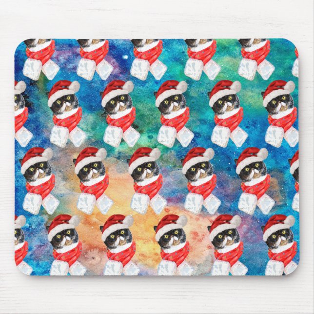 Tricolored Cat Funny Christmas Holidays Mouse Mat (Front)