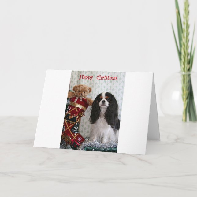 Tricolour Christmas Cavalier Holiday Card (Front)