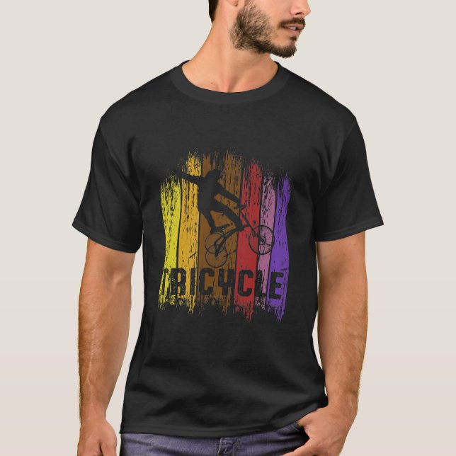 Tricycle Bicycle Colourful Bike Trike Cyclist T-Shirt (Front)