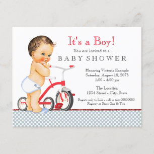 Tricycle Boy Baby Shower Invitation