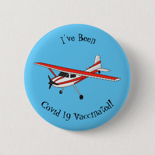 Tricycle gear aircraft cartoon 6 cm round badge