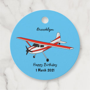Tricycle gear aircraft cartoon favour tags