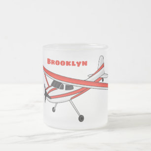 Tricycle gear aircraft cartoon frosted glass coffee mug