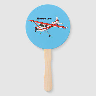 Tricycle gear aircraft cartoon hand fan