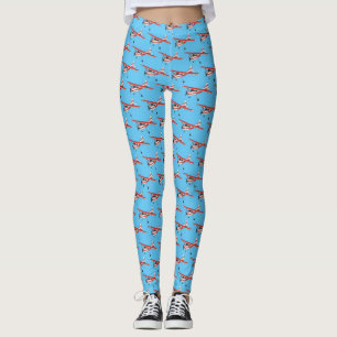 Tricycle gear aircraft cartoon leggings
