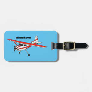 Tricycle gear aircraft cartoon luggage tag