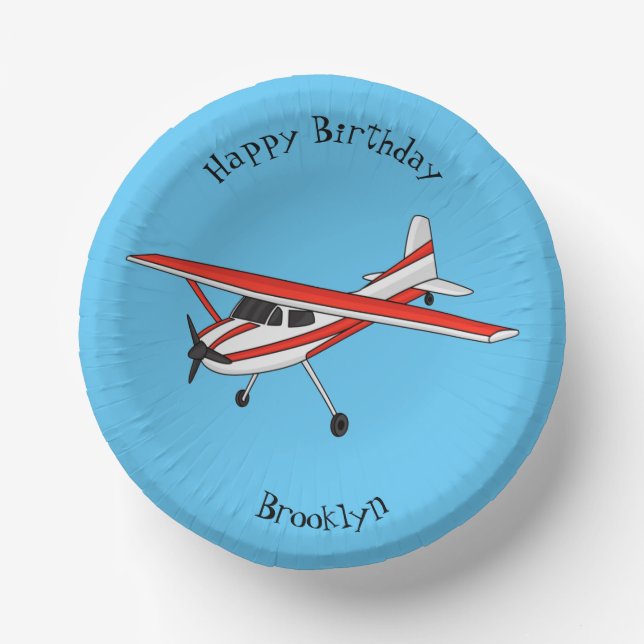 Tricycle gear aircraft cartoon paper plate (Front)