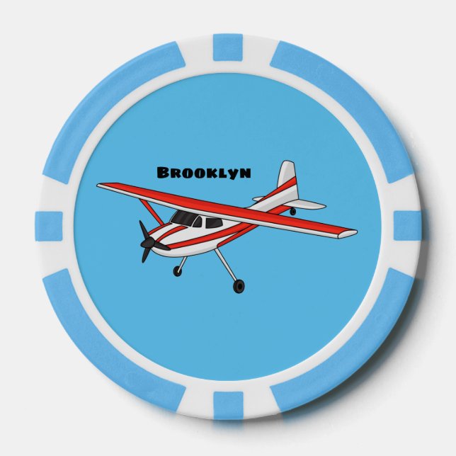 Tricycle gear aircraft cartoon poker chips (Front)