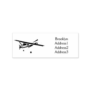 Tricycle gear aircraft cartoon rubber stamp