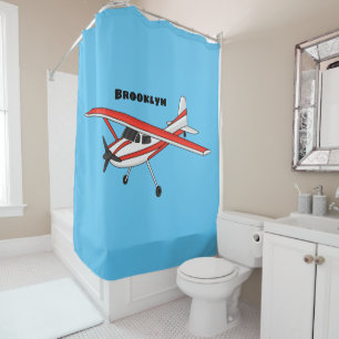 Tricycle gear aircraft cartoon shower curtain