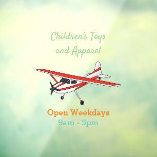 Tricycle gear aircraft cartoon window cling