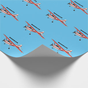 Tricycle gear aircraft cartoon wrapping paper