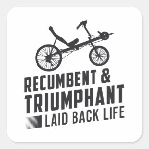 Tricycle Recumbent & Triumphant Vintage Retro Square Sticker