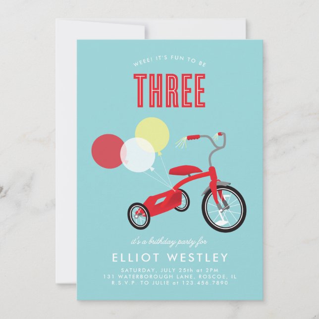 Tricylce Third Birthday Invitation (Front)