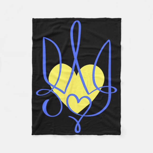Trident Coat Of Arms Ukraine Gift Heart  Fleece Blanket (Front)