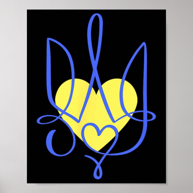 Trident Coat Of Arms Ukraine Gift Heart  Poster (Front)