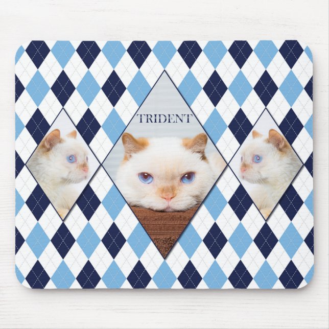 Trident the Cat Argyle Mouse Pad (Front)