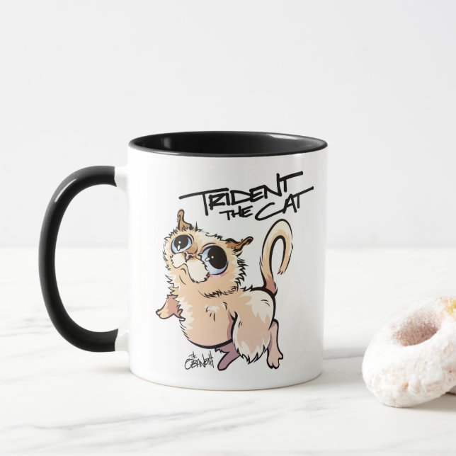 Trident the Cat Illustrated Coffee Mug 01 (With Donut)