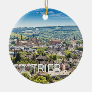 Trier Cityscape Panorama Moselle Germany Souvenir  Ceramic Tree Decoration