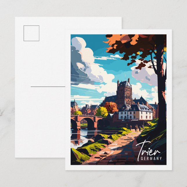 Trier Germany vintage travel illustration Postcard (Front/Back)