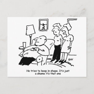 Tries to Keep in Shape Funny Postcard