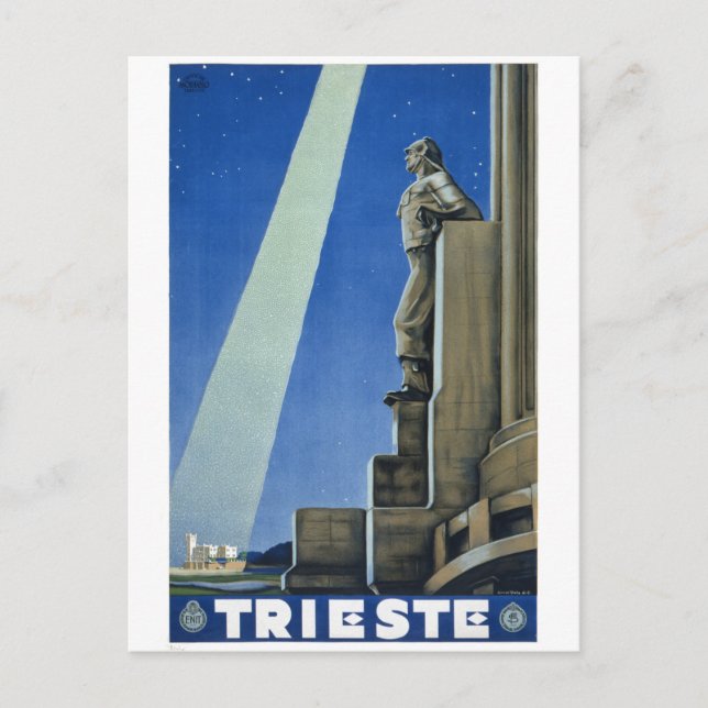 Trieste Italy Vintage Travel Poster Restored Postcard (Front)