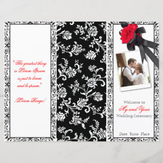 Trifold Black White Red Rose Floral Wedding Design