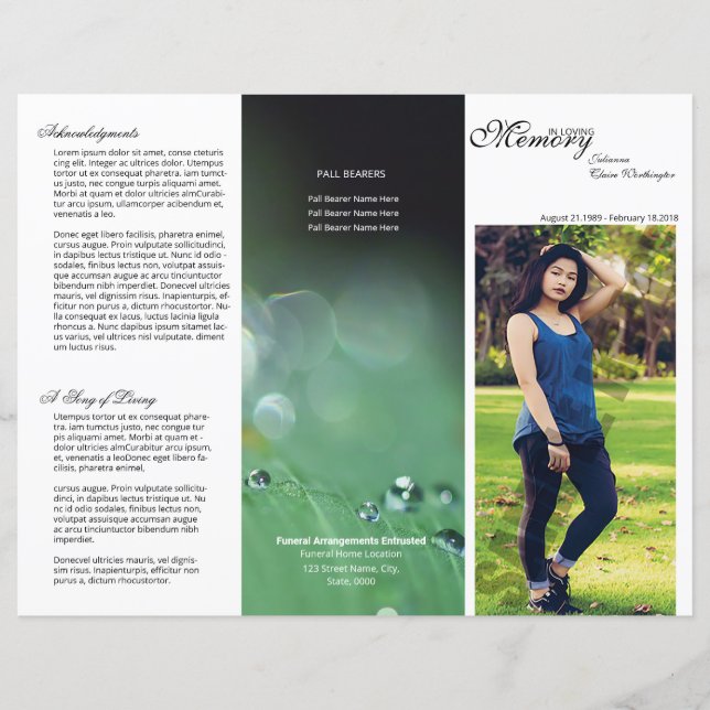 Trifold Funeral Program Template (Front)