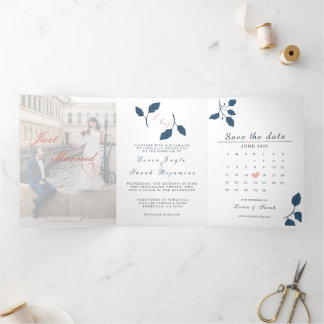 Trifold Letter Fold Wedding Invitation