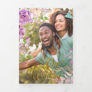 Trifold Lilac Rose Wedding Invitation