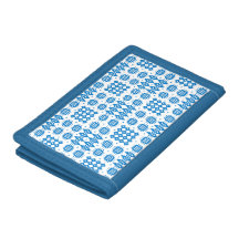 Trifold Wallet Welsh Tapestry Pattern, Bright Blue