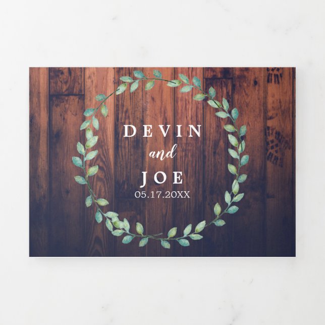 Trifold Watercolor Greenery Wedding Invitation (Cover)
