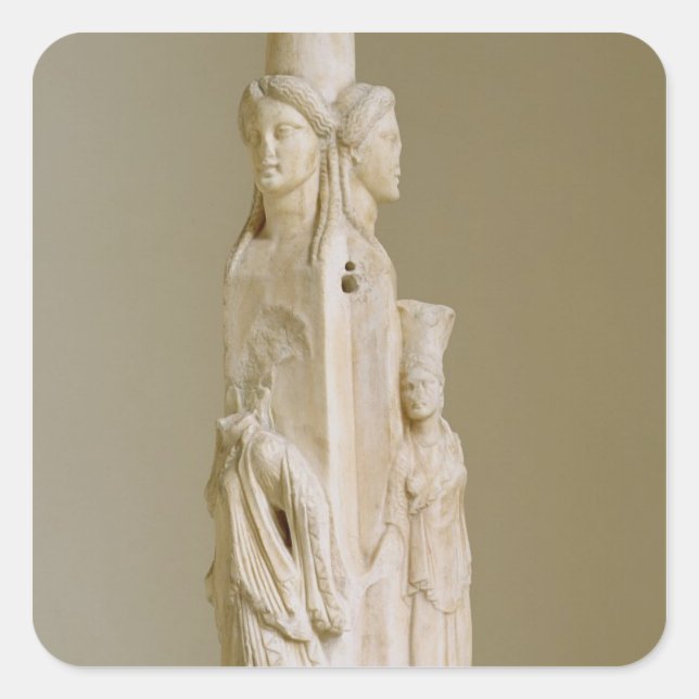 Triform Herm of Hecate, Marble sculpture, Attic pe Square Sticker (Front)