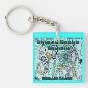 Trigeminal Neuralgia Awareness Elephant Key Chain. Ring