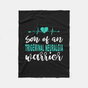Trigeminal Neuralgia Awareness Heartbeat Teal Ribb Fleece Blanket