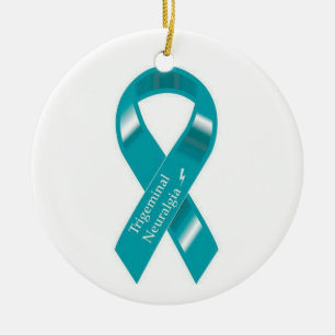 Trigeminal Neuralgia awareness ribbon ornament. Ceramic Tree Decoration
