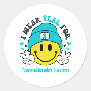 Trigeminal Neuralgia Awareness Ribbon Support Gift Classic Round Sticker