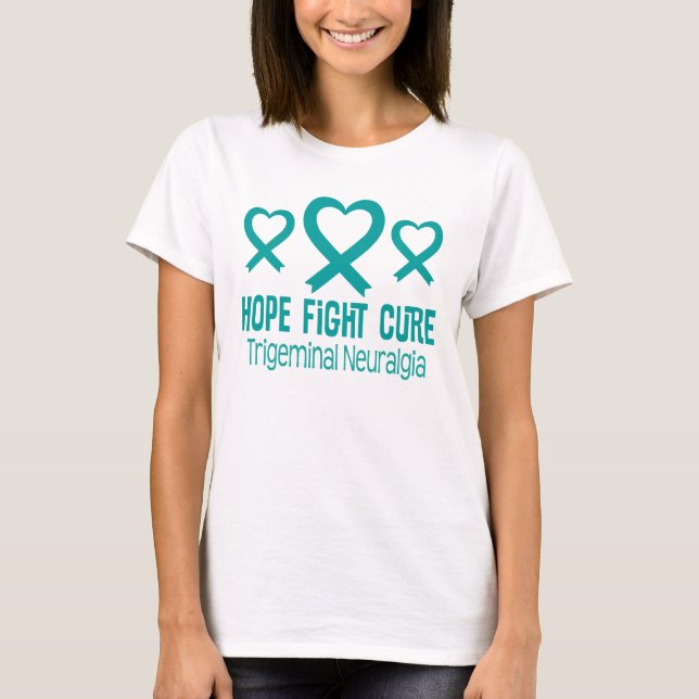 Trigeminal Neuralgia TN Teal Heart Ribbon T-shirt (Front)