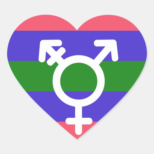 TRIGENDER FLAG AND SYMBOL HEART STICKER (Front)