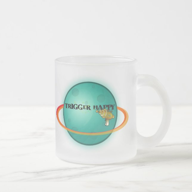 Trigger Happy Frosted Glass Coffee Mug (Right)