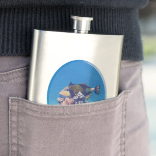 Triggerfish on Coral Top - Photographic Design Hip Flask
