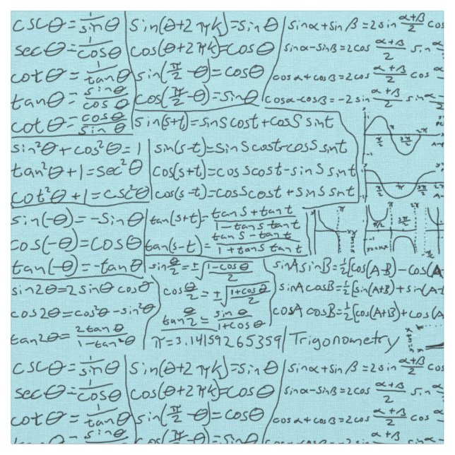Trigonometry Cheat Sheet, blue Fabric (Close Up)